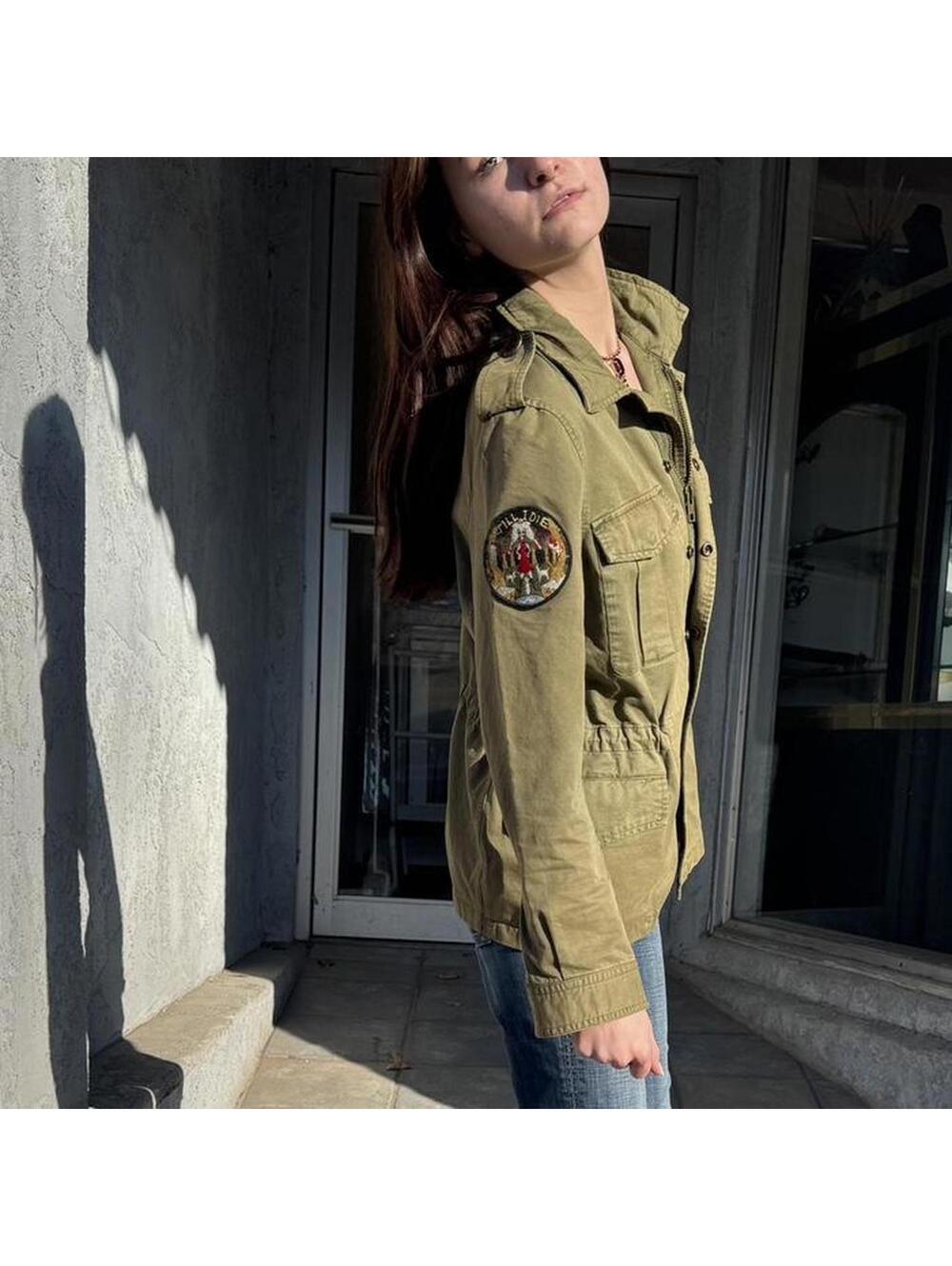 Zadig & Voltaire Olive Military Jacket Utility Field Coat Cotton Size L - Picture 2 of 8